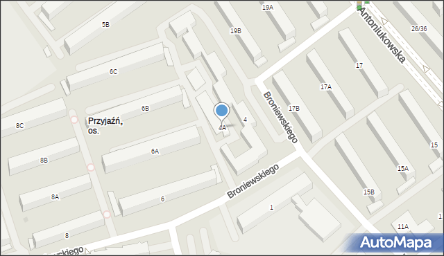 Białystok, Broniewskiego Władysława, 4A, mapa Białegostoku