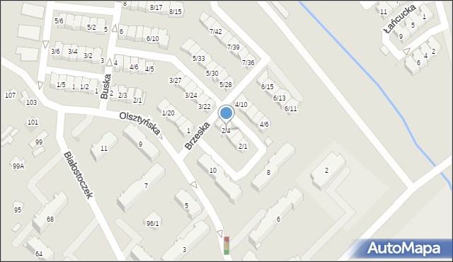 Białystok, Brzeska, 2/4, mapa Białegostoku