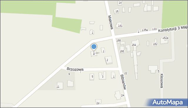 Bibianów, Brzozowa, 4, mapa Bibianów