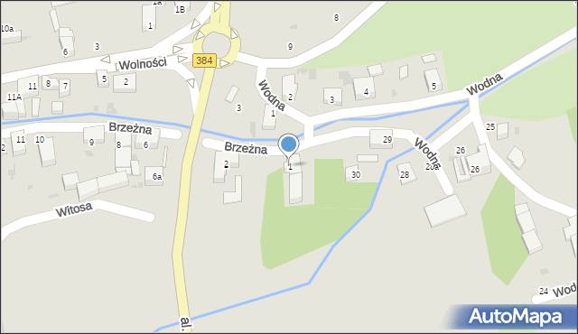 Bielawa, Brzeżna, 1, mapa Bielawa