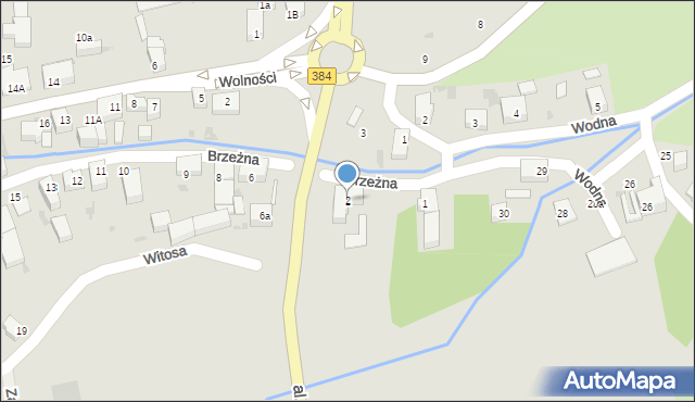 Bielawa, Brzeżna, 2, mapa Bielawa