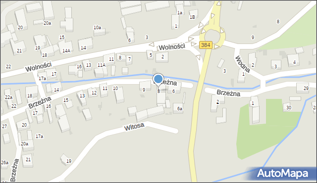 Bielawa, Brzeżna, 8, mapa Bielawa