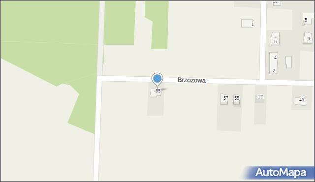 Bieleckie Młyny, Brzozowa, 65, mapa Bieleckie Młyny