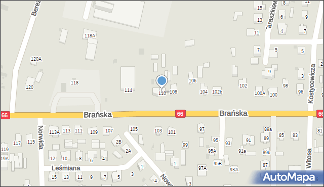 Bielsk Podlaski, Brańska, 110, mapa Bielsk Podlaski