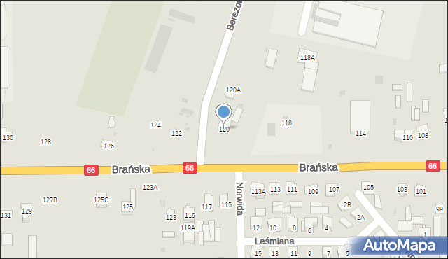 Bielsk Podlaski, Brańska, 120, mapa Bielsk Podlaski