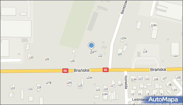 Bielsk Podlaski, Brańska, 124, mapa Bielsk Podlaski