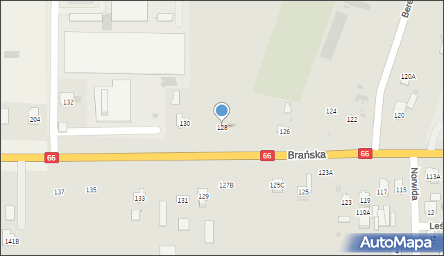 Bielsk Podlaski, Brańska, 128, mapa Bielsk Podlaski