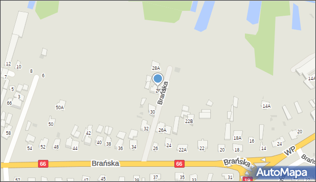 Bielsk Podlaski, Brańska, 28, mapa Bielsk Podlaski