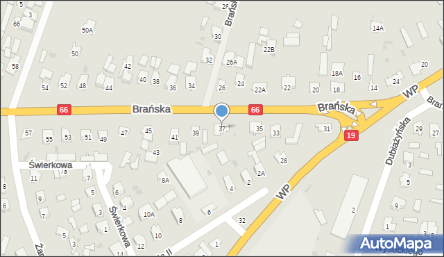 Bielsk Podlaski, Brańska, 37, mapa Bielsk Podlaski