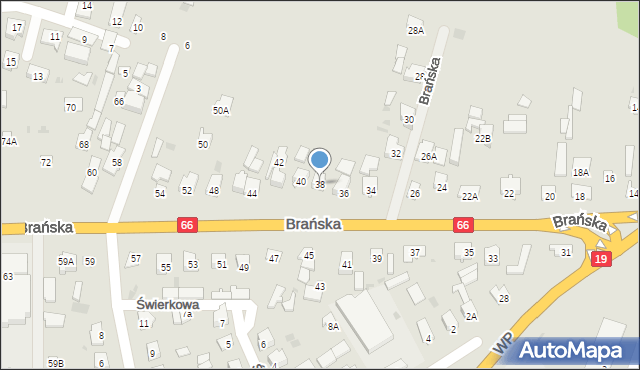 Bielsk Podlaski, Brańska, 38, mapa Bielsk Podlaski