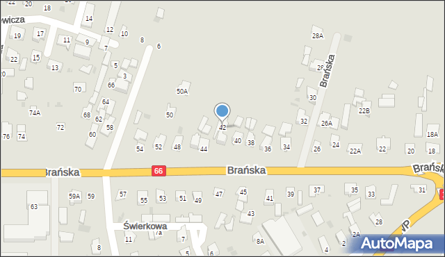 Bielsk Podlaski, Brańska, 42, mapa Bielsk Podlaski