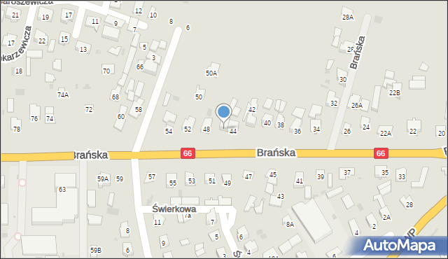 Bielsk Podlaski, Brańska, 46, mapa Bielsk Podlaski