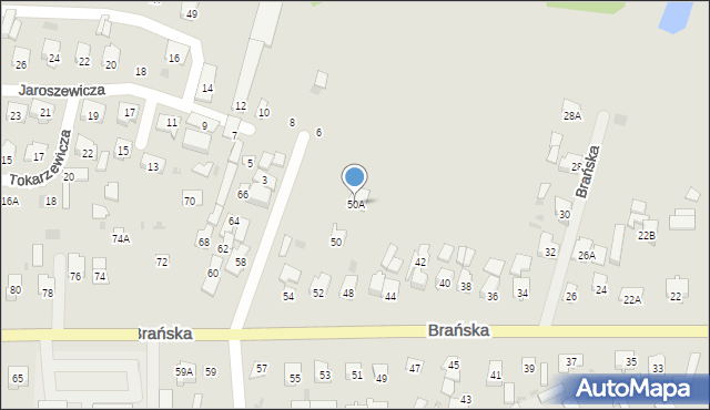 Bielsk Podlaski, Brańska, 50A, mapa Bielsk Podlaski