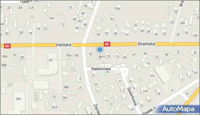 Bielsk Podlaski, Brańska, 55, mapa Bielsk Podlaski