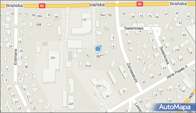 Bielsk Podlaski, Brańska, 59C, mapa Bielsk Podlaski