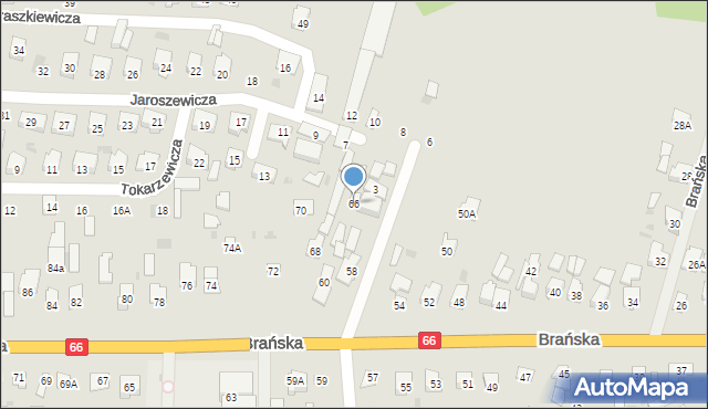 Bielsk Podlaski, Brańska, 66, mapa Bielsk Podlaski