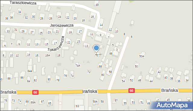 Bielsk Podlaski, Brańska, 70, mapa Bielsk Podlaski