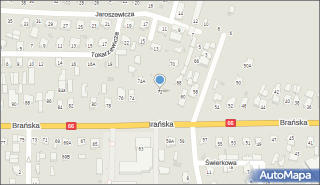 Bielsk Podlaski, Brańska, 72, mapa Bielsk Podlaski