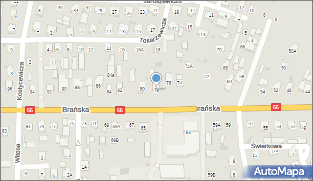 Bielsk Podlaski, Brańska, 78, mapa Bielsk Podlaski