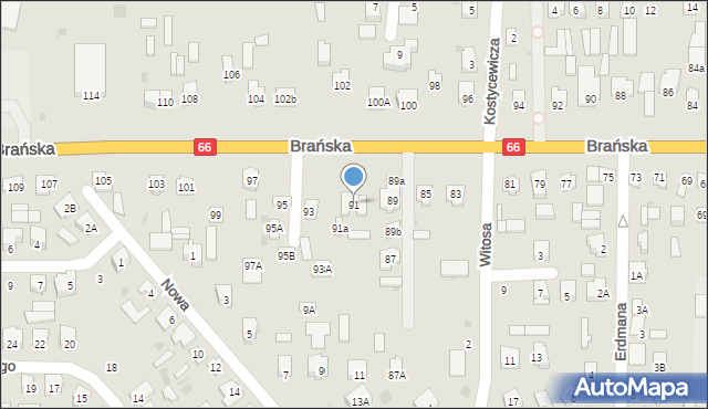 Bielsk Podlaski, Brańska, 91, mapa Bielsk Podlaski