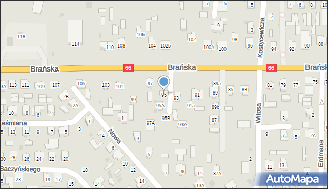 Bielsk Podlaski, Brańska, 95, mapa Bielsk Podlaski