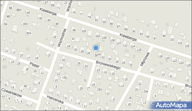 Bielsk Podlaski, Broniewskiego Władysława, 24, mapa Bielsk Podlaski