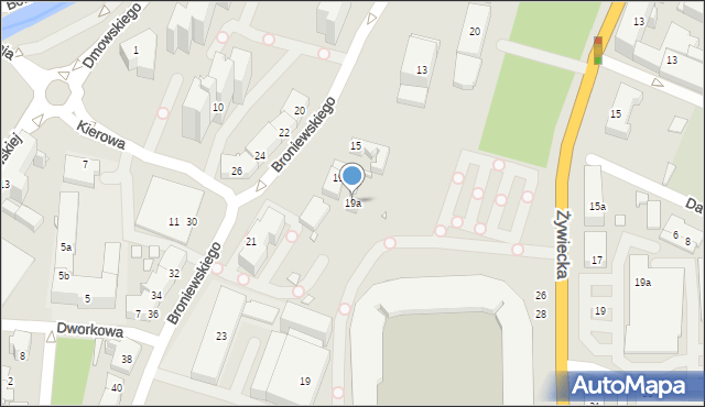 Bielsko-Biała, Broniewskiego Władysława, 19a, mapa Bielsko-Białej