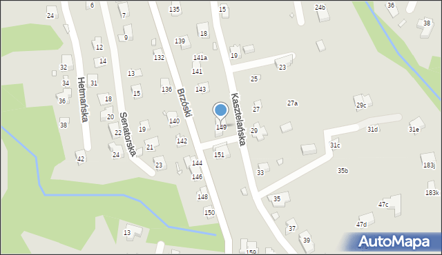 Bielsko-Biała, Brzóski Stanisława, ks., 149, mapa Bielsko-Białej