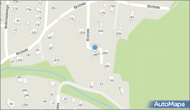 Bielsko-Biała, Brzóski Stanisława, ks., 183, mapa Bielsko-Białej