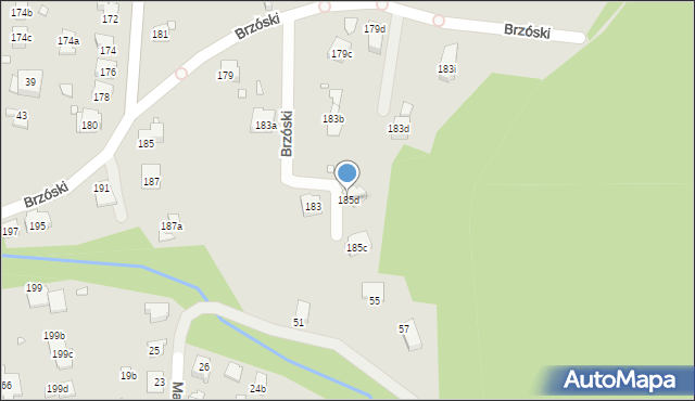 Bielsko-Biała, Brzóski Stanisława, ks., 185d, mapa Bielsko-Białej