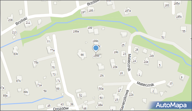 Bielsko-Biała, Brzóski Stanisława, ks., 199d, mapa Bielsko-Białej