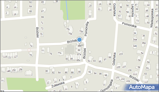 Bielsko-Biała, Brzóski Stanisława, ks., 89b, mapa Bielsko-Białej