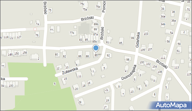 Bielsko-Biała, Brzóski Stanisława, ks., 90, mapa Bielsko-Białej