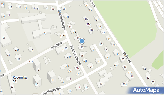 Bielsko-Biała, Brodzińskiego Kazimierza, 30, mapa Bielsko-Białej