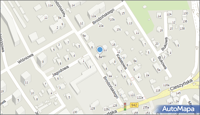 Bielsko-Biała, Brodzińskiego Kazimierza, 6a, mapa Bielsko-Białej