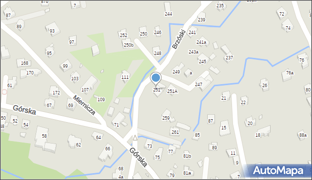 Bielsko-Biała, Brzóski Stanisława, ks., 251, mapa Bielsko-Białej