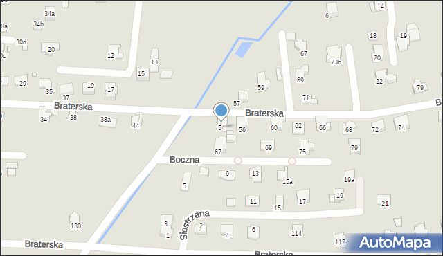 Bielsko-Biała, Braterska, 54, mapa Bielsko-Białej