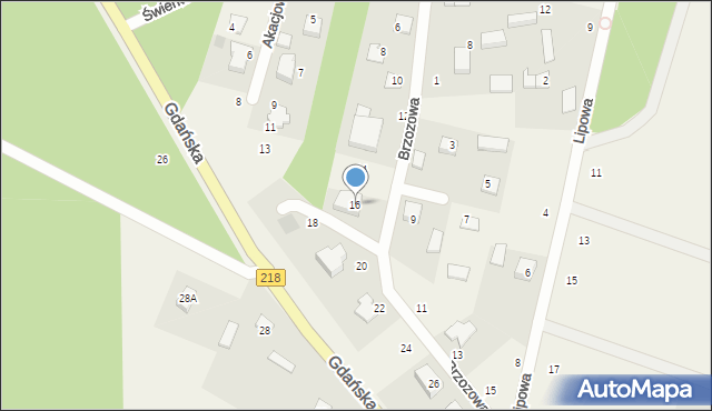 Bieszkowice, Brzozowa, 16, mapa Bieszkowice