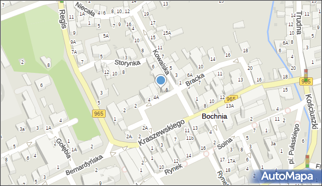 Bochnia, Bracka, 4B, mapa Bochni