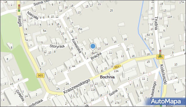 Bochnia, Bracka, 6A, mapa Bochni