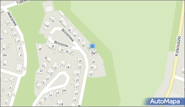 Bolesławiec, Brzozowa, 28a, mapa Bolesławca