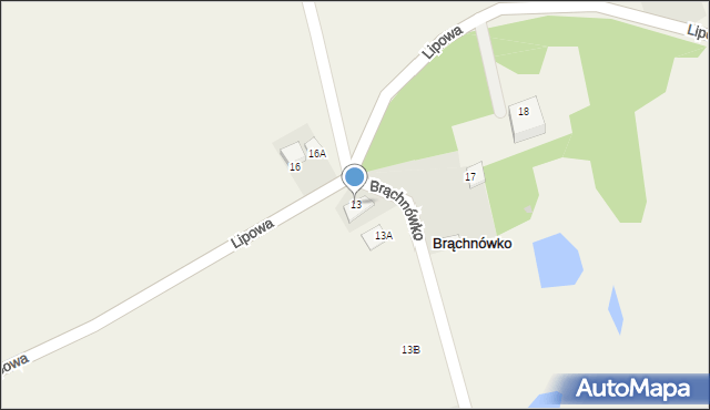 Brąchnówko, Brąchnówko, 13, mapa Brąchnówko