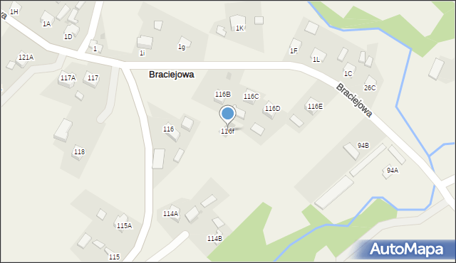 Braciejowa, Braciejowa, 116f, mapa Braciejowa