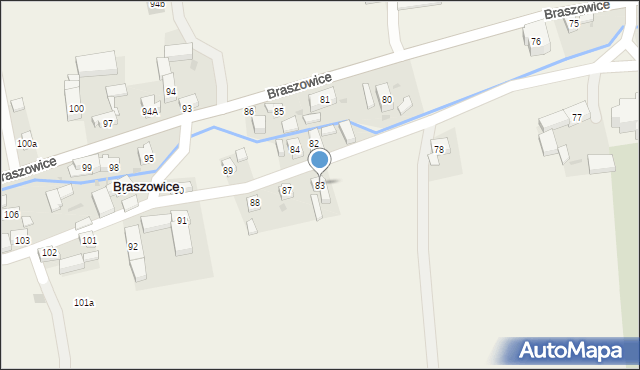 Braszowice, Braszowice, 83, mapa Braszowice