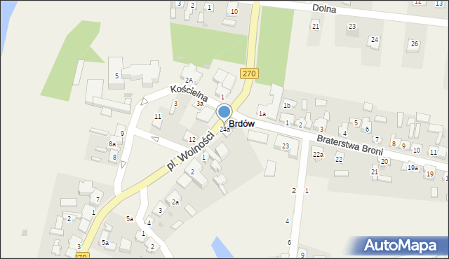 Brdów, Braterstwa Broni, 24a, mapa Brdów