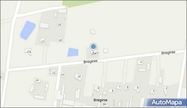 Breginie, Breginie, 10A, mapa Breginie