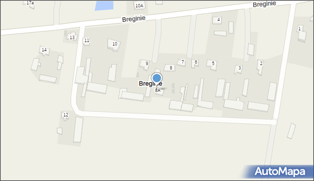 Breginie, Breginie, 8A, mapa Breginie
