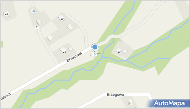 Brenna, Brzozowa, 14, mapa Brenna