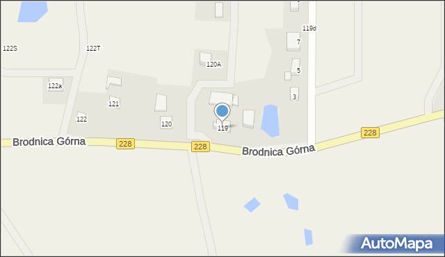 Brodnica Górna, Brodnica Górna, 119, mapa Brodnica Górna