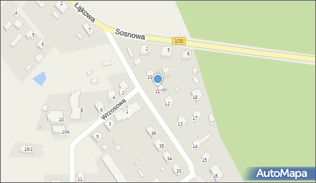 Brojce, Brzozowa, 11, mapa Brojce